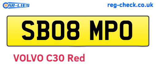 SB08MPO are the vehicle registration plates.