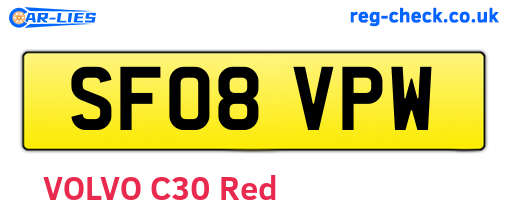 SF08VPW are the vehicle registration plates.