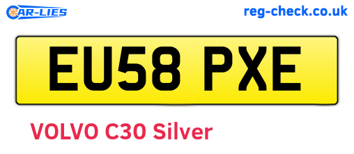 EU58PXE are the vehicle registration plates.