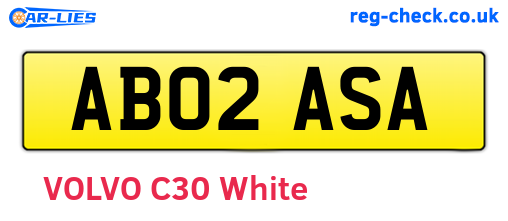 AB02ASA are the vehicle registration plates.