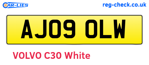 AJ09OLW are the vehicle registration plates.