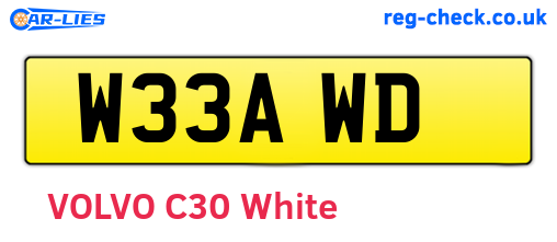 W33AWD are the vehicle registration plates.