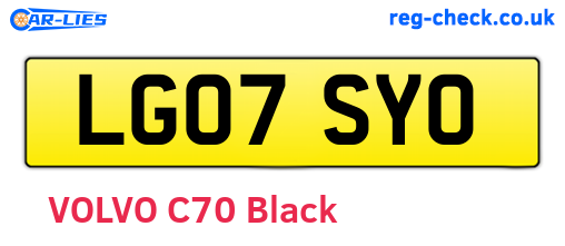 LG07SYO are the vehicle registration plates.