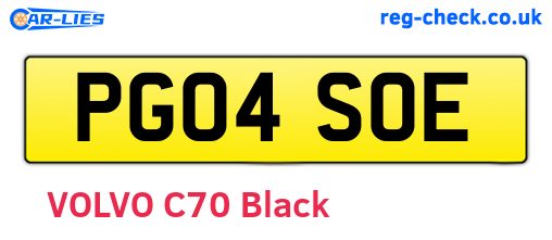 PG04SOE are the vehicle registration plates.