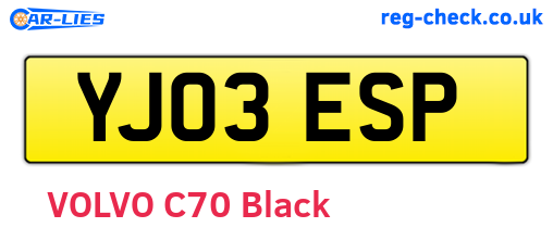 YJ03ESP are the vehicle registration plates.