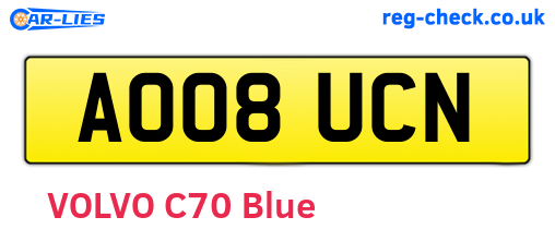 AO08UCN are the vehicle registration plates.