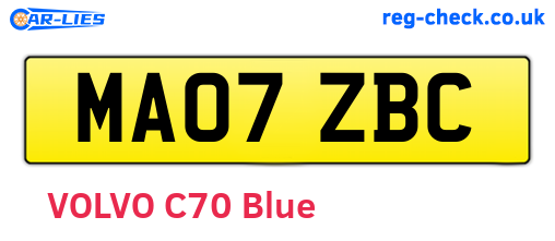 MA07ZBC are the vehicle registration plates.