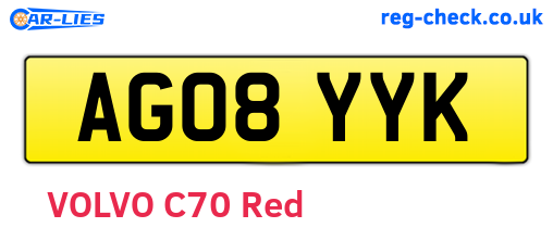 AG08YYK are the vehicle registration plates.