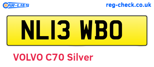 NL13WBO are the vehicle registration plates.