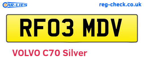 RF03MDV are the vehicle registration plates.