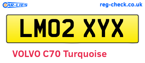 LM02XYX are the vehicle registration plates.