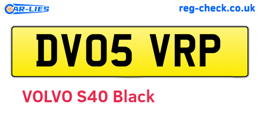 DV05VRP are the vehicle registration plates.