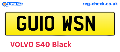 GU10WSN are the vehicle registration plates.