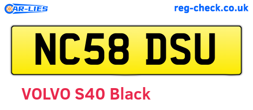 NC58DSU are the vehicle registration plates.