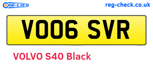 VO06SVR are the vehicle registration plates.