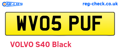 WV05PUF are the vehicle registration plates.
