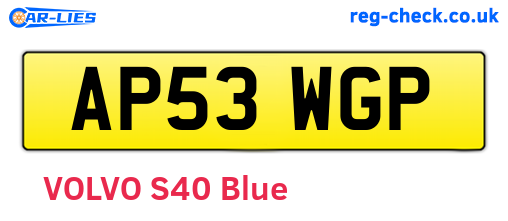 AP53WGP are the vehicle registration plates.
