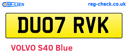 DU07RVK are the vehicle registration plates.