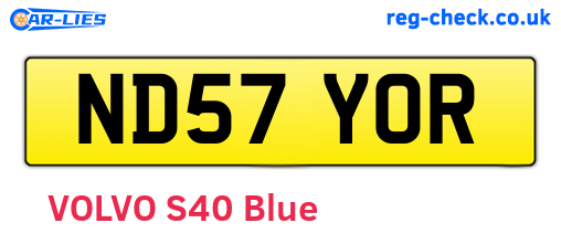 ND57YOR are the vehicle registration plates.