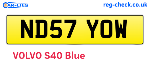 ND57YOW are the vehicle registration plates.