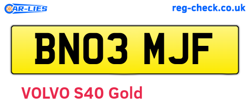 BN03MJF are the vehicle registration plates.
