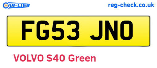 FG53JNO are the vehicle registration plates.