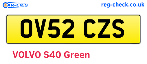 OV52CZS are the vehicle registration plates.