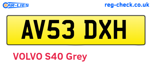 AV53DXH are the vehicle registration plates.