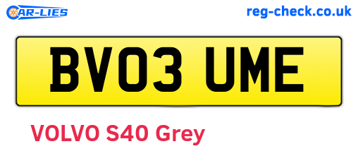 BV03UME are the vehicle registration plates.