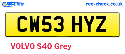CW53HYZ are the vehicle registration plates.
