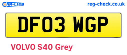 DF03WGP are the vehicle registration plates.