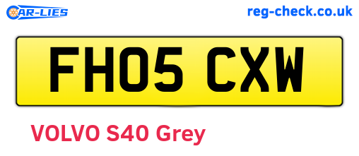FH05CXW are the vehicle registration plates.