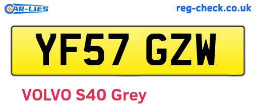 YF57GZW are the vehicle registration plates.