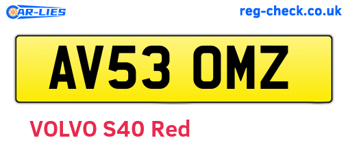 AV53OMZ are the vehicle registration plates.