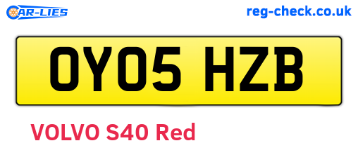 OY05HZB are the vehicle registration plates.