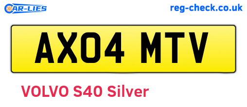 AX04MTV are the vehicle registration plates.