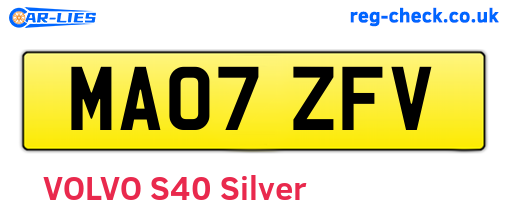 MA07ZFV are the vehicle registration plates.