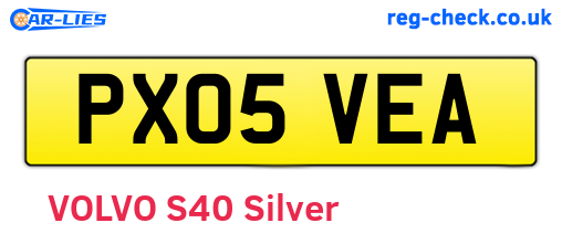 PX05VEA are the vehicle registration plates.