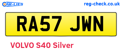 RA57JWN are the vehicle registration plates.