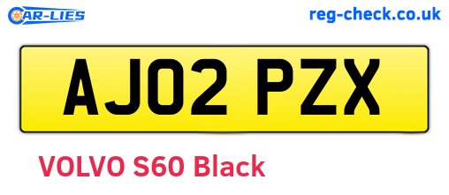 AJ02PZX are the vehicle registration plates.