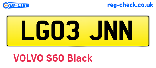 LG03JNN are the vehicle registration plates.
