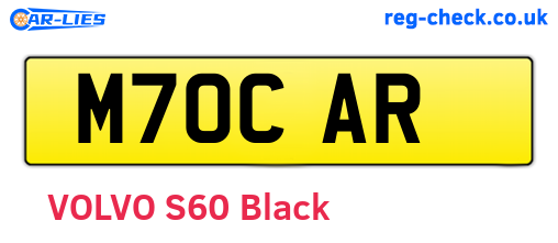 M70CAR are the vehicle registration plates.