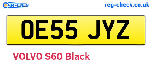OE55JYZ are the vehicle registration plates.