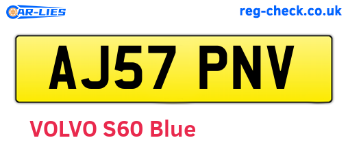 AJ57PNV are the vehicle registration plates.