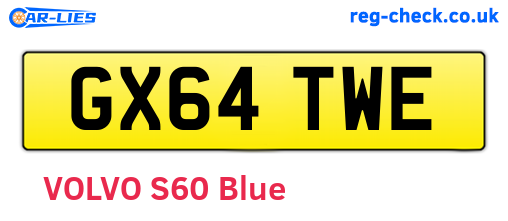 GX64TWE are the vehicle registration plates.