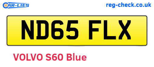 ND65FLX are the vehicle registration plates.