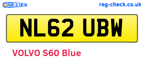 NL62UBW are the vehicle registration plates.