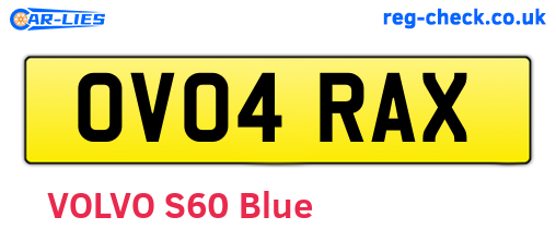 OV04RAX are the vehicle registration plates.