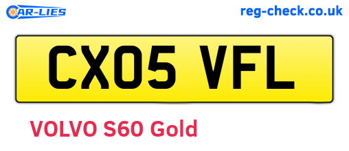 CX05VFL are the vehicle registration plates.