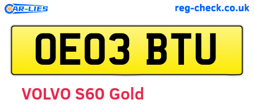 OE03BTU are the vehicle registration plates.